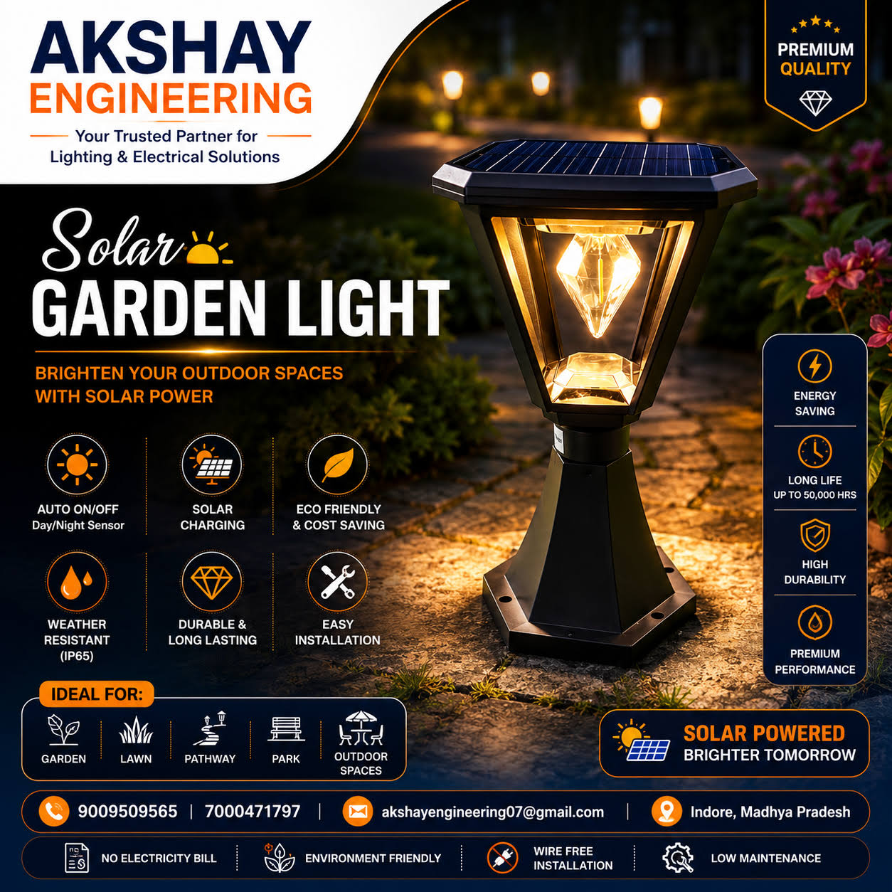 SOLAR LED GARDEN LIGHT - SOLAR LED GATE LAMP product image