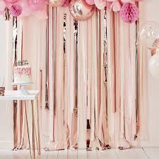Photo backdrops, east london, eastern cape. Pink And Rose Gold Party Streamers Backdrop Ginger Ray