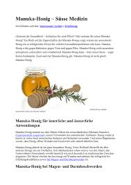Ärzte, heilpraktiker und apotheker empfehlen ihn sowohl zur äußerlichen anwendung, z.b. Manuka Honig Susse Medizin