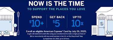 American express offers a wide variety of small business cards for people with excellent credit. American Express New Shop Small Campaign Spend 10 Get 5 Back Up To Ten Times Participating Mariposa County Businesses Includes Sugar Pine Cafe Chocolate Soup High Country Health Foods And Cafe