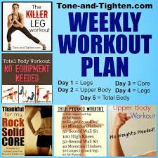 weekly workout plan body shred from toe to head tone