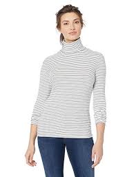 Black And White Striped Turtleneck Plus Size Amazon Essentials Women S Long Sleeve Stripe Turtleneck White Black Large Https Www Amazon Com Dp B07fg82t Striped Turtleneck Turtle Neck Women Long Sleeve