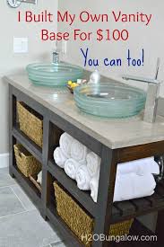 Most of them are made of wood and will bring a touch of farmhouse style's elegance, hence updating your bathroom in a modern way. Diy Open Shelf Vanity With Free Plans Diy Bathroom Vanity Diy Bathroom Diy Furniture