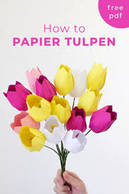 Papier Blumen Basteln Einfache Tulpen Mit Vorlage Blumen Basteln Aus Papier Vorlagen Blumen Basteln Blumen Basteln