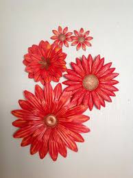 Red Metal Flower Wall Decor Metal Wall Art Red Metal Fence Art Set Of 5 Red Flowers Patio Wa Metal Flower Wall Decor Metal Flower Wall Art Flower Fence