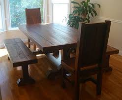 rustic trestle table set w/ 2 benches