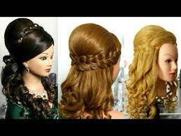 New Modern Hairstyle For Long Hair With Puff And Braid Youtube Braided Hairstyles For Wedding Hair Styles Curls For Long Hair