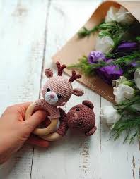 Baumwolle Baby Rassel Bio Rassel Wald Baby Dusche Geschenk Baby Rattle Baby Shower Woodland Baby Gifts