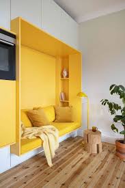 La Casa Che Reinventa Il Concetto Di Parete Attrezzata Yellow Furniture Yellow Interior Bedroom Design