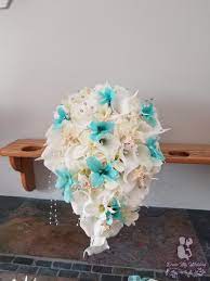 Maybe you would like to learn more about one of these? Dress My Wedding Ivory Aqua Blue Cascading Bridal Bouquet Calla Lily Rose Bridal Bouquet With Artificial Flowers Silk Flowers Real Touch Calla