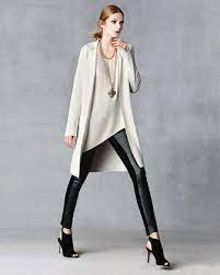 Long Drama Jacket Draped Shell Leather Blocked Leggings Eileen Fisher Clothes Eileen Fisher Style Clothes