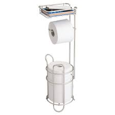 $2.00 coupon applied at checkout. Amazon Com Mdesign Freestanding Metal Wire Toilet Paper Roll Holder Stand And Dispenser With Storage Shelf For Cell Mobile Phone Bathroom Storage Organization Holds 3 Mega Rolls Satin Home Kitchen