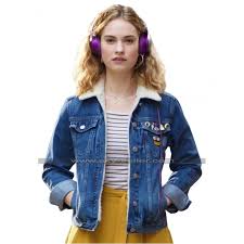 Lily james baby driver film baby driver denim jacket with dress atlanta oui oui yellow dress beautiful people casual outfits names baby. Baby Driver Lily James Fur Denim Jacket