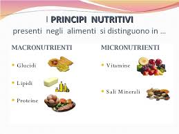 Tali sostanze costituiscono gli alimenti e vengono pertanto definite principi nutritivi o principi alimentari: I Macronutrienti