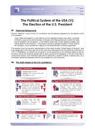Arbeitsblatt The Political System Of The Usa V The Election Of The U S President Lehrermaterial De