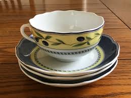 Wedgwood Tuscany Flat Cup Plus 3 Saucers Blue Yellow Olives Wedgwood Wedgwood