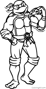 They are free and easy to print. Michelangelo Eating Pizza Coloring Page Coloringall