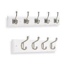 Wall Mount Double Hook Rail In White Bed Bath Beyond Hanger Hooks Wall Hooks Belt Hanger
