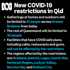 The rules highlighted in the search tool are a selection of the key government restrictions in place in your area. Abc Brisbane As A Result Of The Brisbane Youth Detention Centre Covid 19 Cluster Strict New Restrictions Will Be Imposed On Gatherings In South East Queensland Here S What You Need To Know