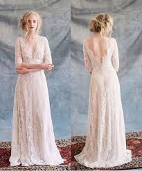 Boho Wedding Dresses Long Sleeve Open Back Lace Beach Garden Bohemian Wedding Beach Bo Vintage Wedding Dress Boho Bridal Gowns Vintage Vintage Boho Wedding