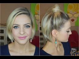 This updo for short hair is a breeze to achieve, and a wonder to wear. Top Knot For Very Short Hair Youtube Short Hair Up Short Hair Top Knot Short Hair Styles Easy