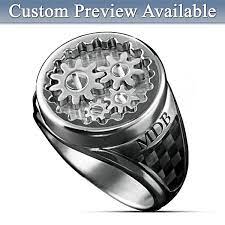 Gearhead Personalized Men S Ring With Turning Gears Personalized Mens Rings Gear Ring Rings For Men