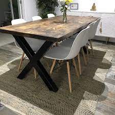Industrial Dining Table With Rustic Solid Reclaimed Wood Top Etsy In 2021 Industrial Dining Table Dining Table Dining Table Rustic