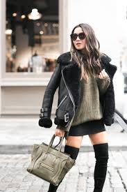 Black Shearling Aviator Jacket Alyannaclothing Com Shearling Jacket Outfit Shearling Jacket Jacket Outfits