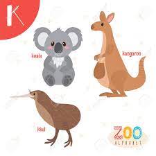 Letra K Animales Lindos Los Animales Divertidos Dibujos Animados Libro Del Abecedario Ilustracion Ilustraciones Vectoriales Clip Art Vectorizado Libre De Derechos Image 63112987