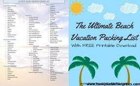 the ultimate beach vacation packing list free printable honeysuckle footprints