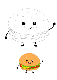 Print these cat coloring pages for your children. Kawaii Burger Coloring Pages 4 Free Kawaii Food Coloring Sheets 2020