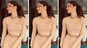 Ananya Panday paired her nude crop top + mini skirt set with must-see pink  heels | VOGUE India
