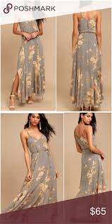 Lulus Grey Floral Print Maxi Dress The Lulus Feeling Freesia Grey Floral Print Maxi Dress Is Casual Elegance At It Lulu Dresses Floral Print Maxi Dress Fashion