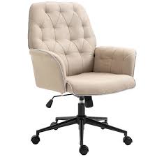 Shop office chairs from staples.ca. Vinsetto Tufted Desk Chair W Arm Rest On Wheels Beige Office Chairs Aosom Uk