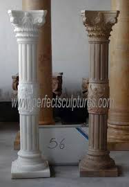 Has a circular design of natural fitted stones with a gray slate top. China Customize Natural Marble Stone Column Roman Corinthian Pillar Qcm097 China Decorative Column Greek Column