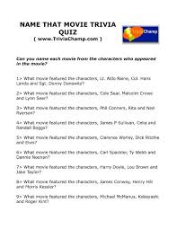 Jan 17, 2020 · let's see the 100 awesome fun kid movie trivia questions and answers here. Name That Movie Trivia Quiz Trivia Champ