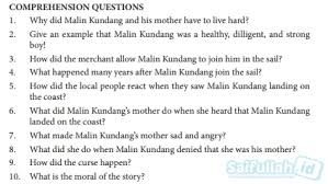 Namaku dani, aku dulu punya keluarga kecil yang bahagia menurutku sendiri, aku anak semata wayang ayah dan ibuku. Jawaban Comprehension Question The Legend Of Malin Kundang Hal 173 Saifullah Id