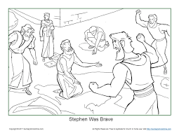 Stephen Was Brave Coloring Page On Sunday School Zone Bible Crafts Sunday School Bible Coloring Pages Childrens Bible Activities