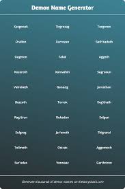 She is tiny with the ability to make men perform cruel acts. Demon Name Generator 1000s Of Random Demon Names