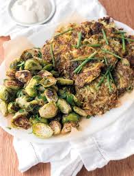 Jess Nadel S Brussels Sprout Latkes With Tofu Sour Cream The Full Helping Brussel Sprouts Sprouts Recipes