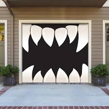 My Door Decor 7 Ft X 8 Ft Scary Teeth Halloween Garage Door Decor Mural For Single Car Garage 285903hall 015 The Home Depot Halloween Garage Door Halloween Garage Garage Door Decor
