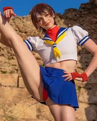Rule 34 Dev - brunette cosplay fake fighter fit fit_female fit_girl  flashing happy leg_up no_panties photoshop pussy sakura_kasugano skirt  street_fighter tniwe(vlada_lutsak) upskirt vagina|798460