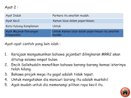 Kata hubung pancangan relatif ialah kata yang bertugas sebagai penghubung klausa utama dengan klausa yang kecil. Ppt Ayat Majmuk Powerpoint Presentation Free Download Id 4229793