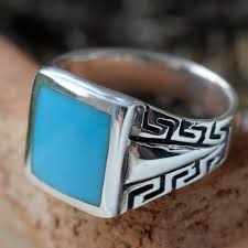 Un choix unique de bague pierre turquoise disponible dans notre magasin. Bague Homme Pierre Carree Turquoise Et Argent Agate You