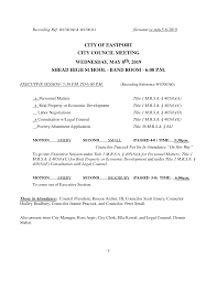 CITY OF EASTPORT CITY COUNCIL MEETING WEDNESDAY, MAY 8th, 2019 SHEAD HIGH  SCHOOL