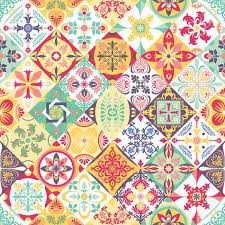 Try using wood effect floor tiles to recreate the texture of reclaimed wooden floor boards found in authentic moroccan hotels. Mega Set Of Ceramic Tiles With Oriental Print Colorful Vintage Flooring With Moroccan Spanish Portuguese Patterns Floral And Geometric Patterns Gradation Of Red Blue Green Yellow And Beige Shad Royalty Free Cliparts