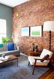 Love The Brick Chair And Lamp Brick Living Room Brick Wall Living Room Brick Interior Wall