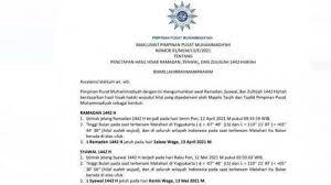 Muhammadiyah Tetapkan 1 Ramadhan 2021 Bertepatan Selasa Wage 13 April 2021 Idul Fitri Kamis 13 Mei Tribun Timur