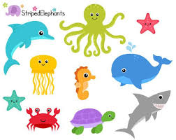 Sea Creatures Clip Art Under The Sea Clipart Ocean Animals Etsy Under The Sea Clipart Cute Doodles Drawings Clip Art