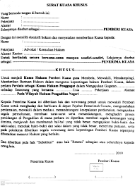 Pelimpahan wewenang dapat mewakili pihak yang memberi wewenang dalam urusan pribadi, bisnis, ataupun masalah hukum (wikipedia). Surat Kuasa Dan Gugatan Materi Upa Wang Linggau